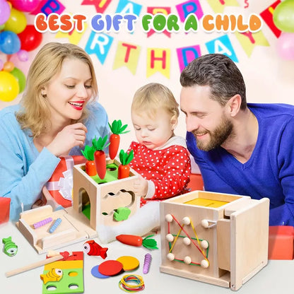 Kids Wooden Learning Playset Toy Box