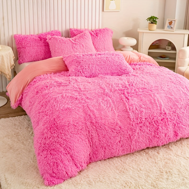 Cozy Soft Plush Duvet Cover Set with Zipper