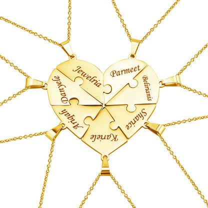 Customizable Love Heart Shaped Puzzle Necklace