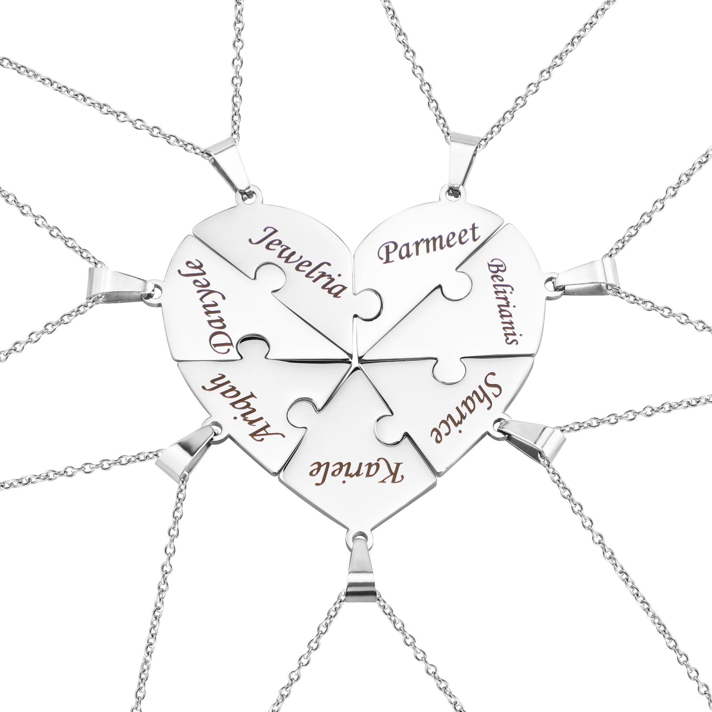 Customizable Love Heart Shaped Puzzle Necklace