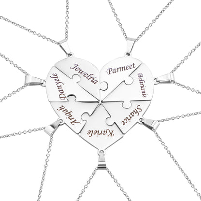 Customizable Love Heart Shaped Puzzle Necklace