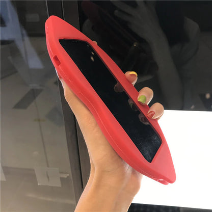 Bold Red Lip Print Silicone iPhone Case