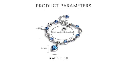 Beautiful Blue Crystal Heart Bracelet