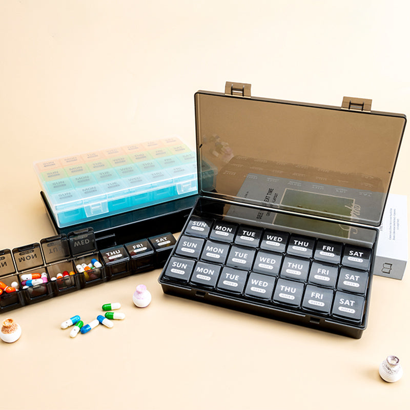 Daily Pill Box with 28 Storage Compartments
