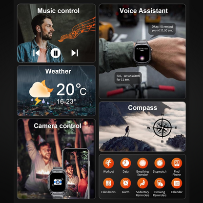 Tough Waterproof Smart Watch with Rugged Military Design