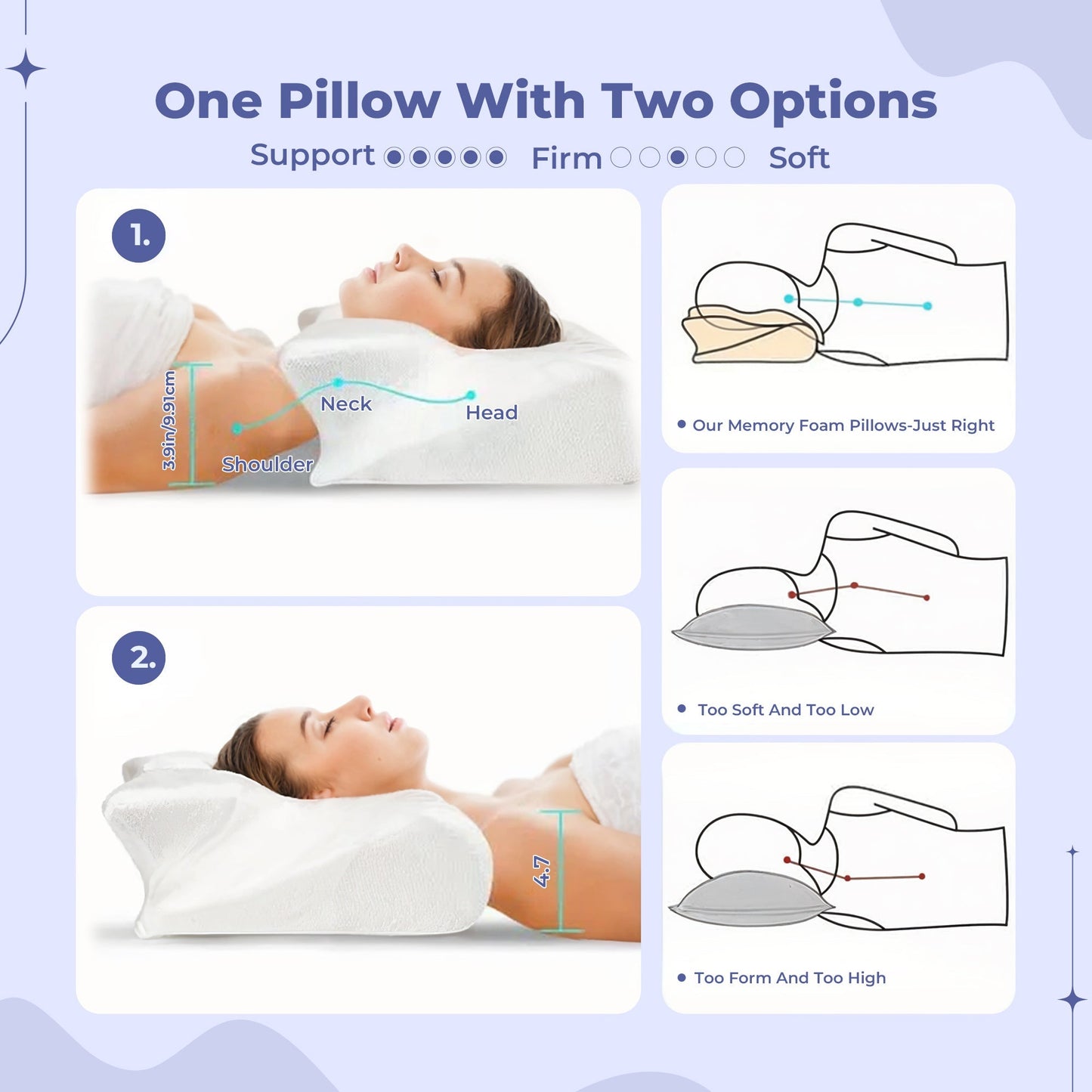 Contour Memory Foam Pillow with Armrests for Side Sleepers