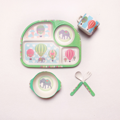 Cute Cloud Baby Dinner Set - Plate, Bowl & Utensils