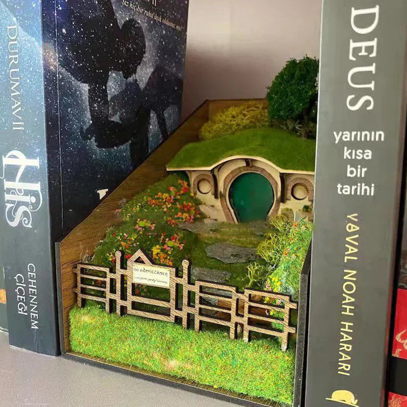 Unique Wooden Book Stands with Mini Scene Design