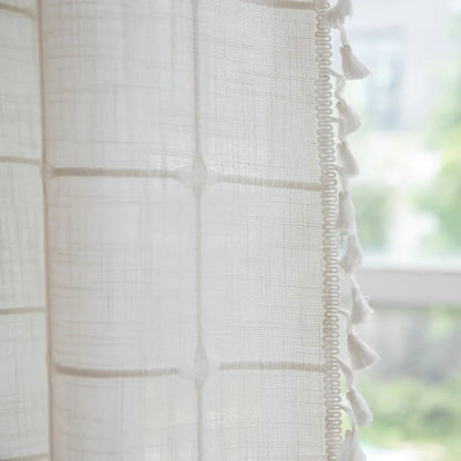 Soft Cotton Shower Curtain with Fringe Waterproof Bathroom Decor