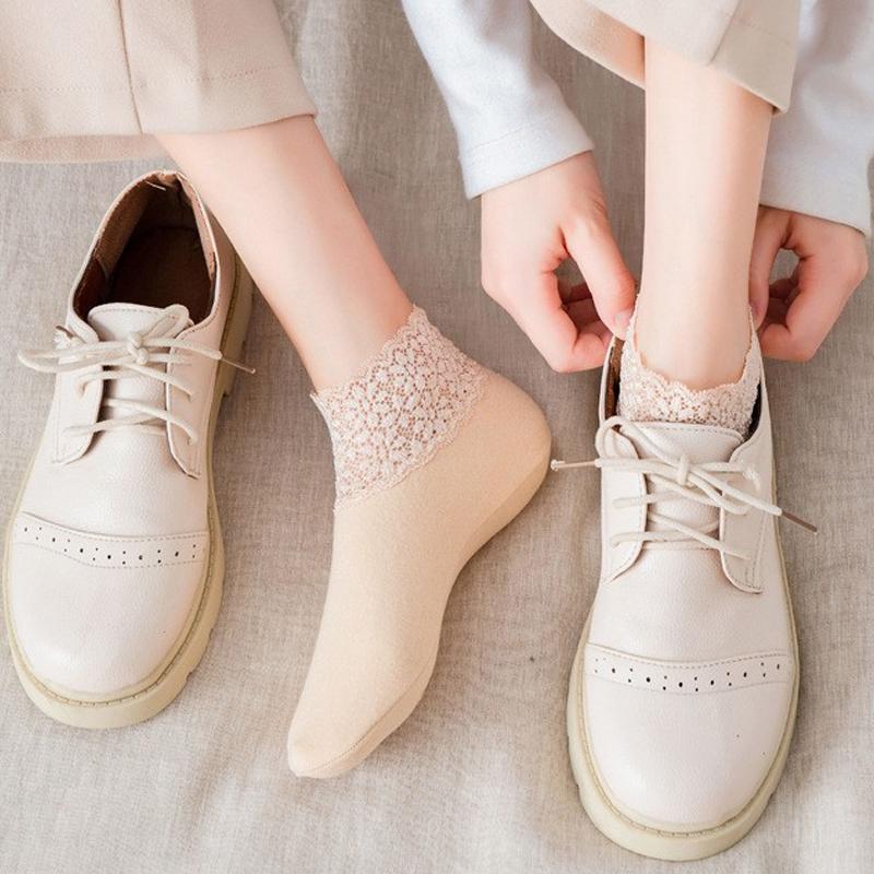 Cozy Socks with Fashionable Lace Design