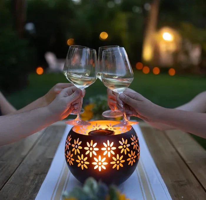 Colorful Floral Wax Table Lamp