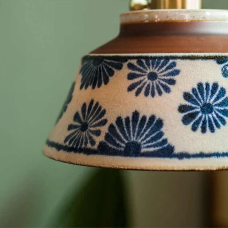 Vintage Asian Ceramic Pendant Lamp