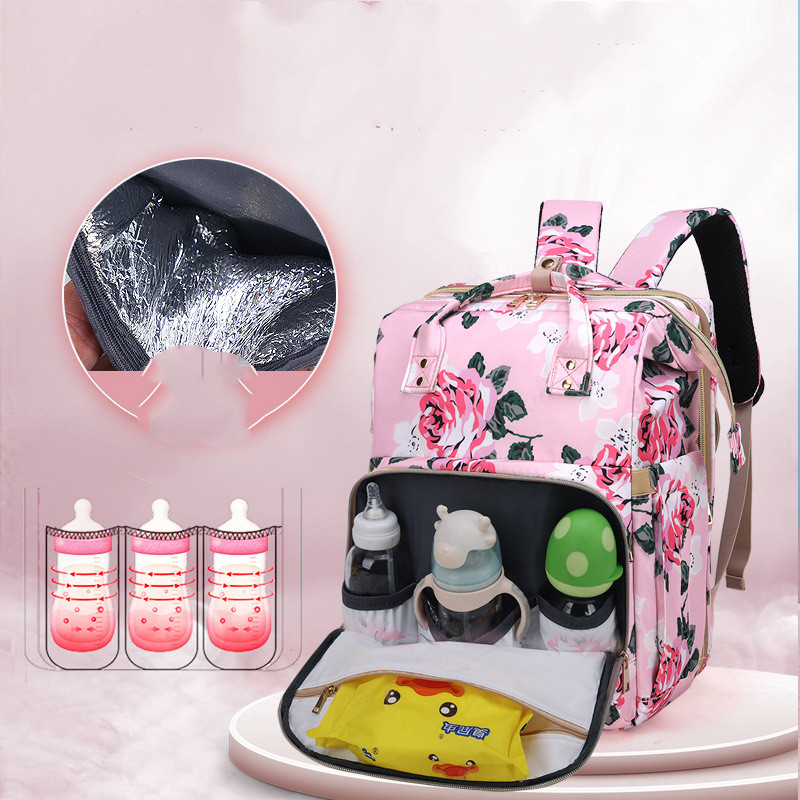 Compact Floral Baby Bag with Mosquito Net