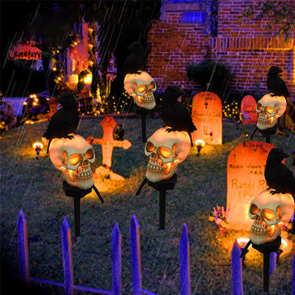 Spooky Outdoor Solar Powered Skull String Lights