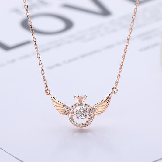 Sparkly Wing Crystal Pendant Necklace - Befez
