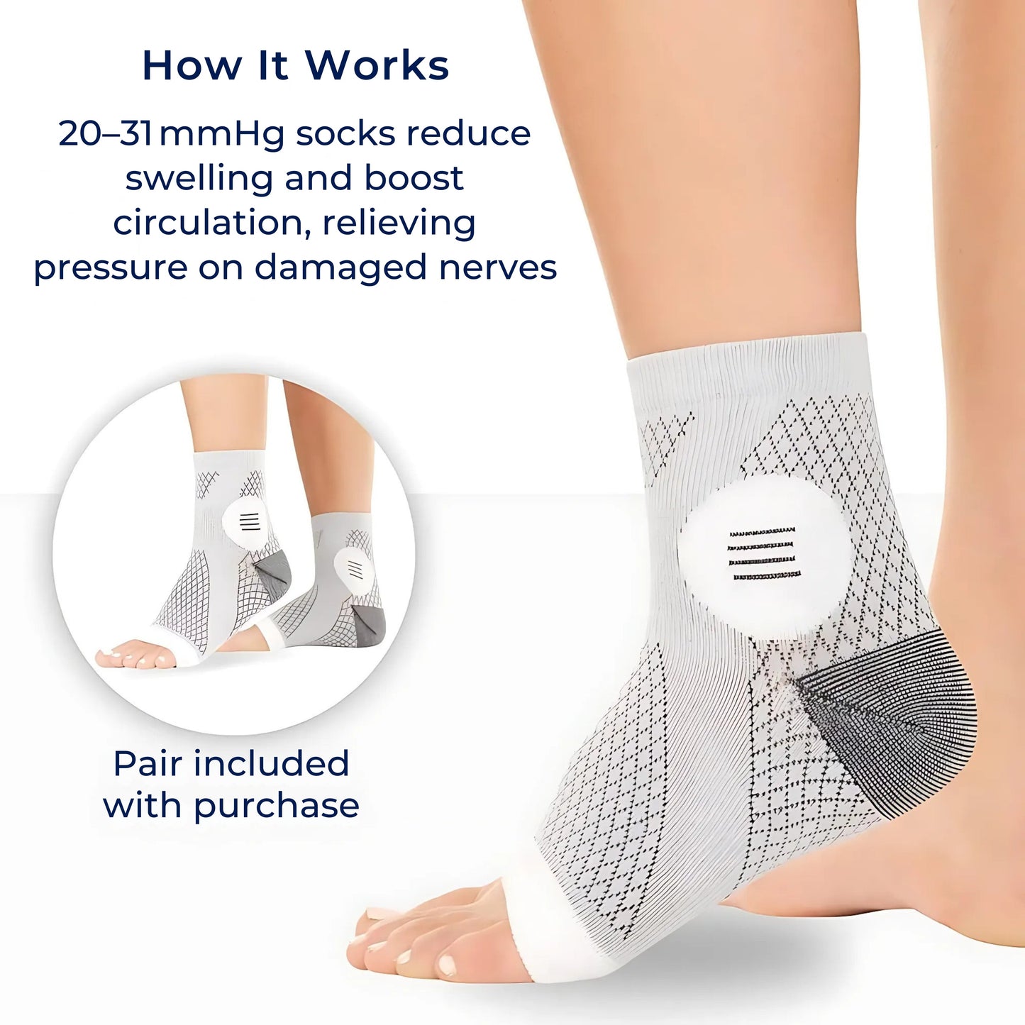 Comfortable Medical Compression Socks for Swollen Feet Relief