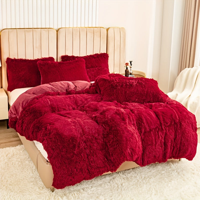 Cozy Soft Plush Duvet Cover Set with Zipper