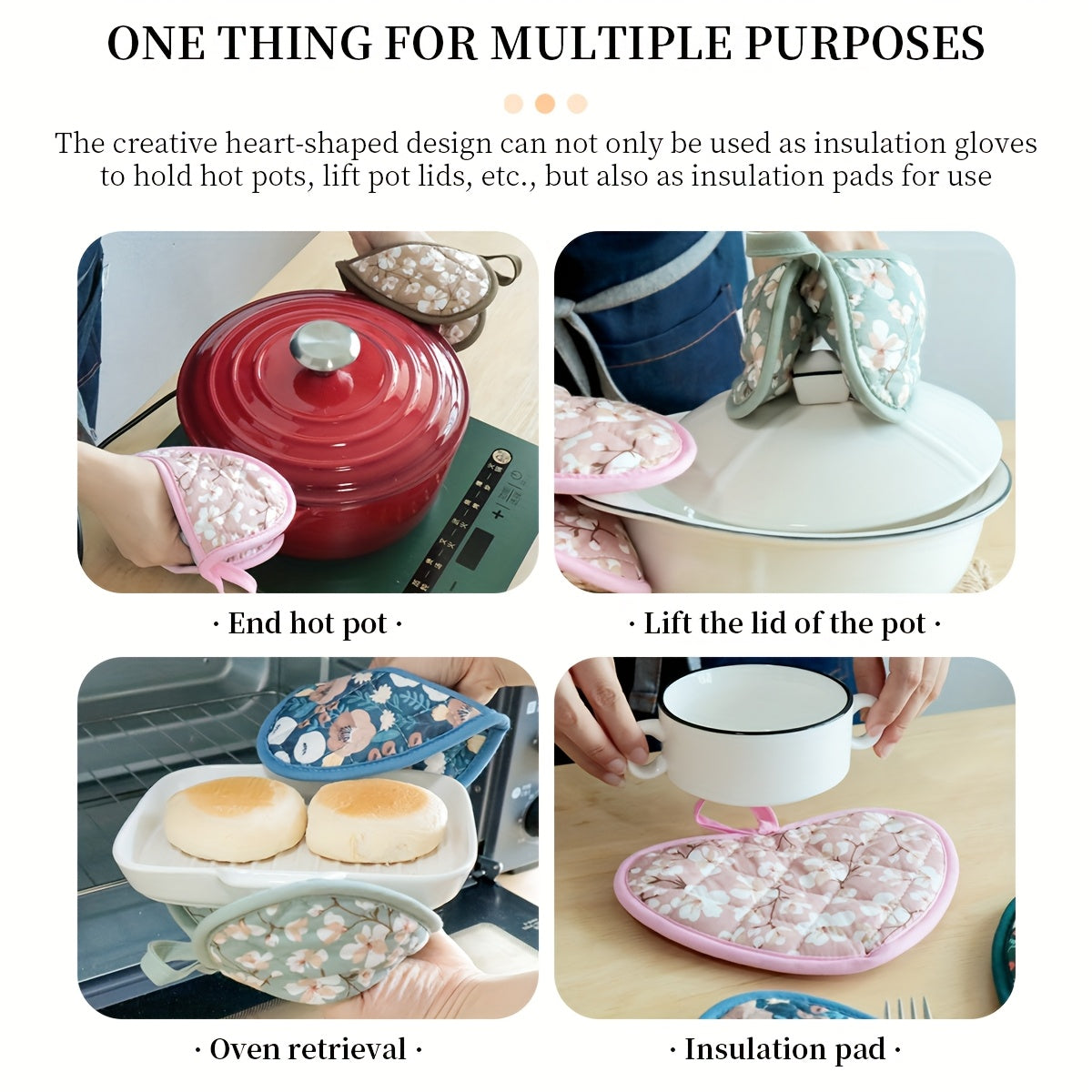 Cute Heart Shaped Oven Mitt Set