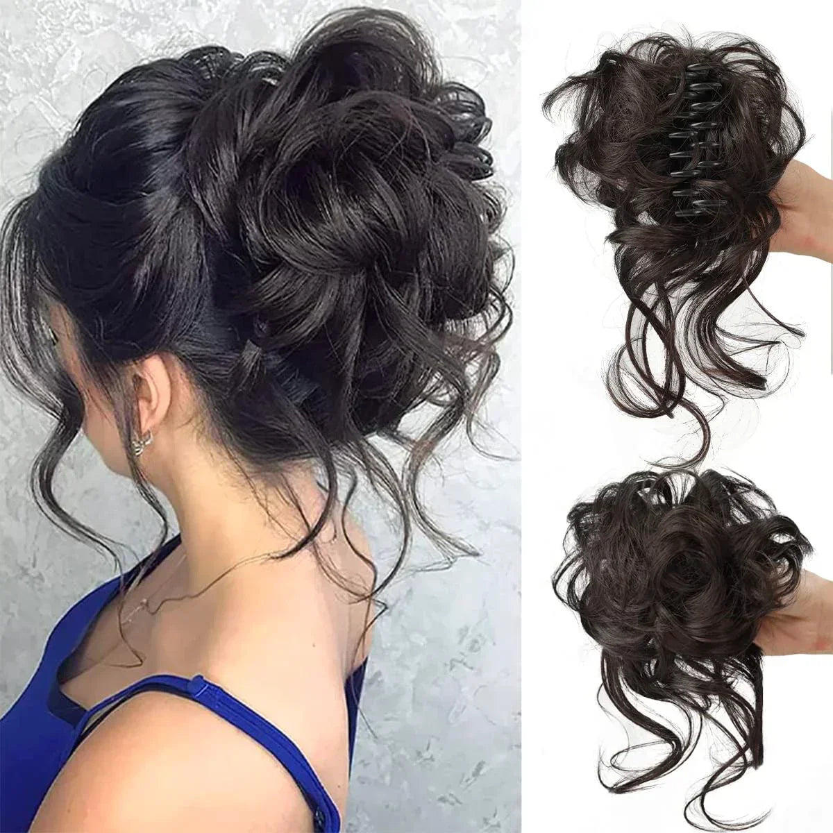Easy Clip-in Bun for Curly Hair with Volume