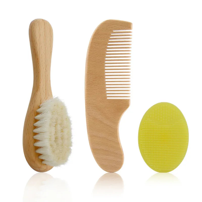 Gentle Baby Hair Brush Set with Wood Comb