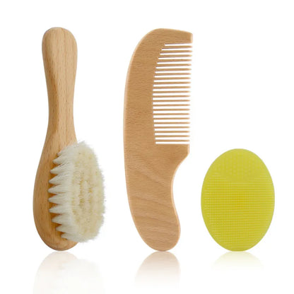 Gentle Baby Hair Brush Set with Wood Comb