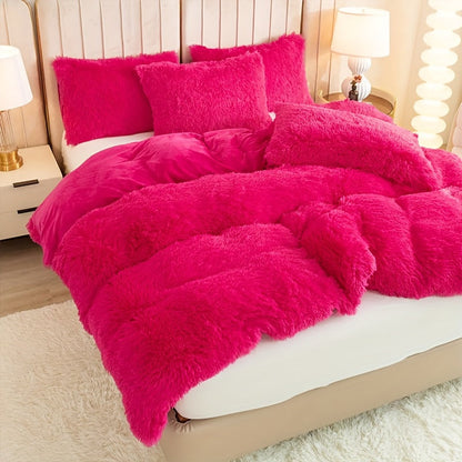 Cozy Soft Plush Duvet Cover Set with Zipper