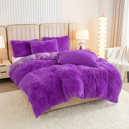 Cozy Soft Plush Duvet Cover Set with Zipper