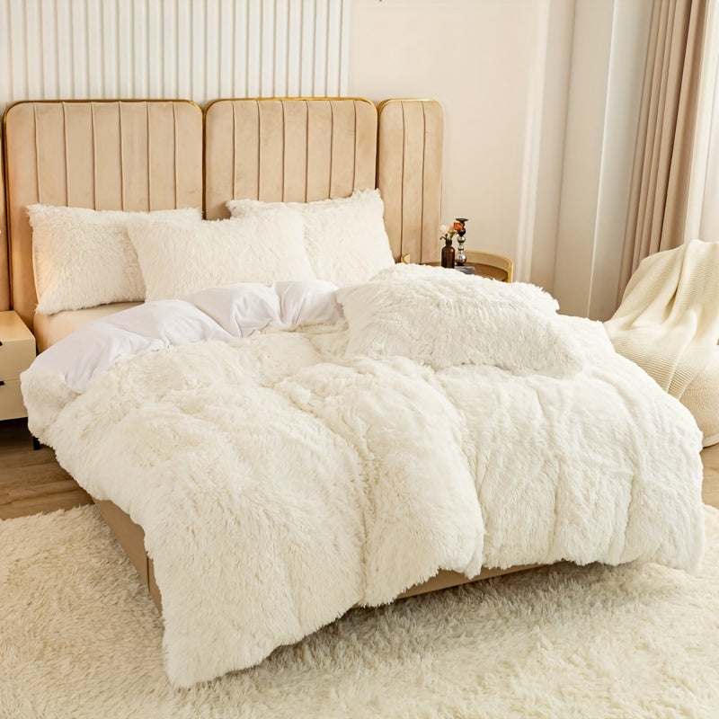 Cozy Soft Plush Duvet Cover Set with Zipper