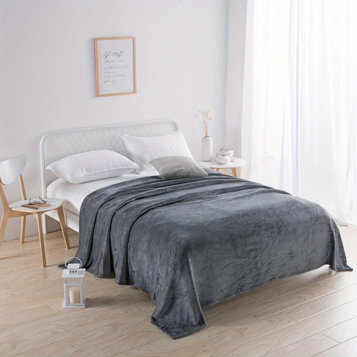 Soft Gray Plush Throw Blanket - Befez