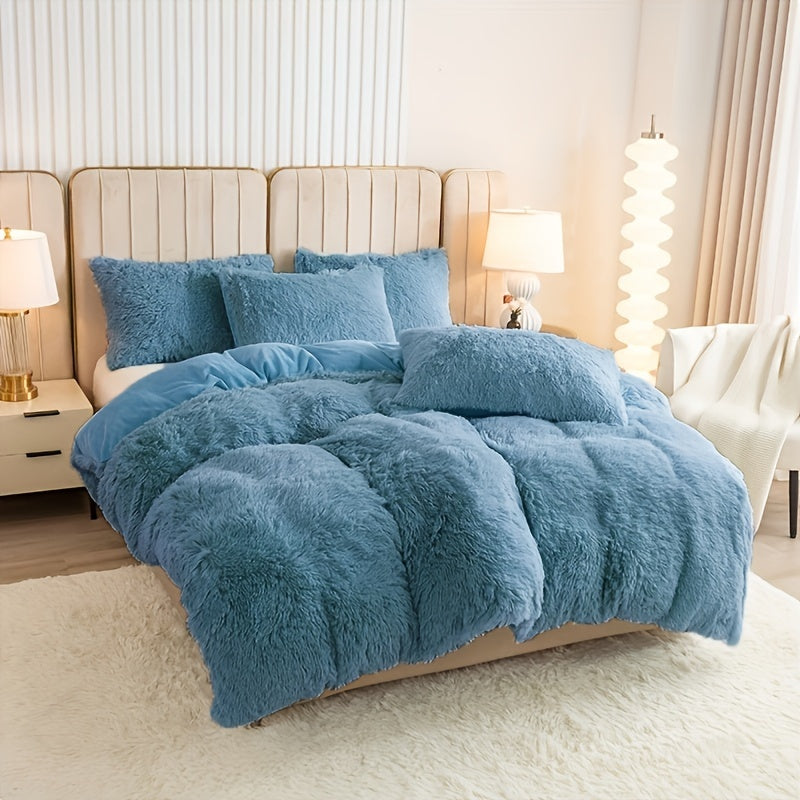 Cozy Soft Plush Duvet Cover Set with Zipper