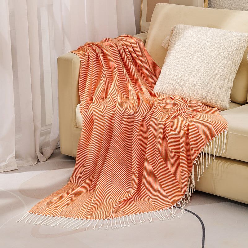 Plush Cotton Tweed Oversized Sofa Throw Blanket