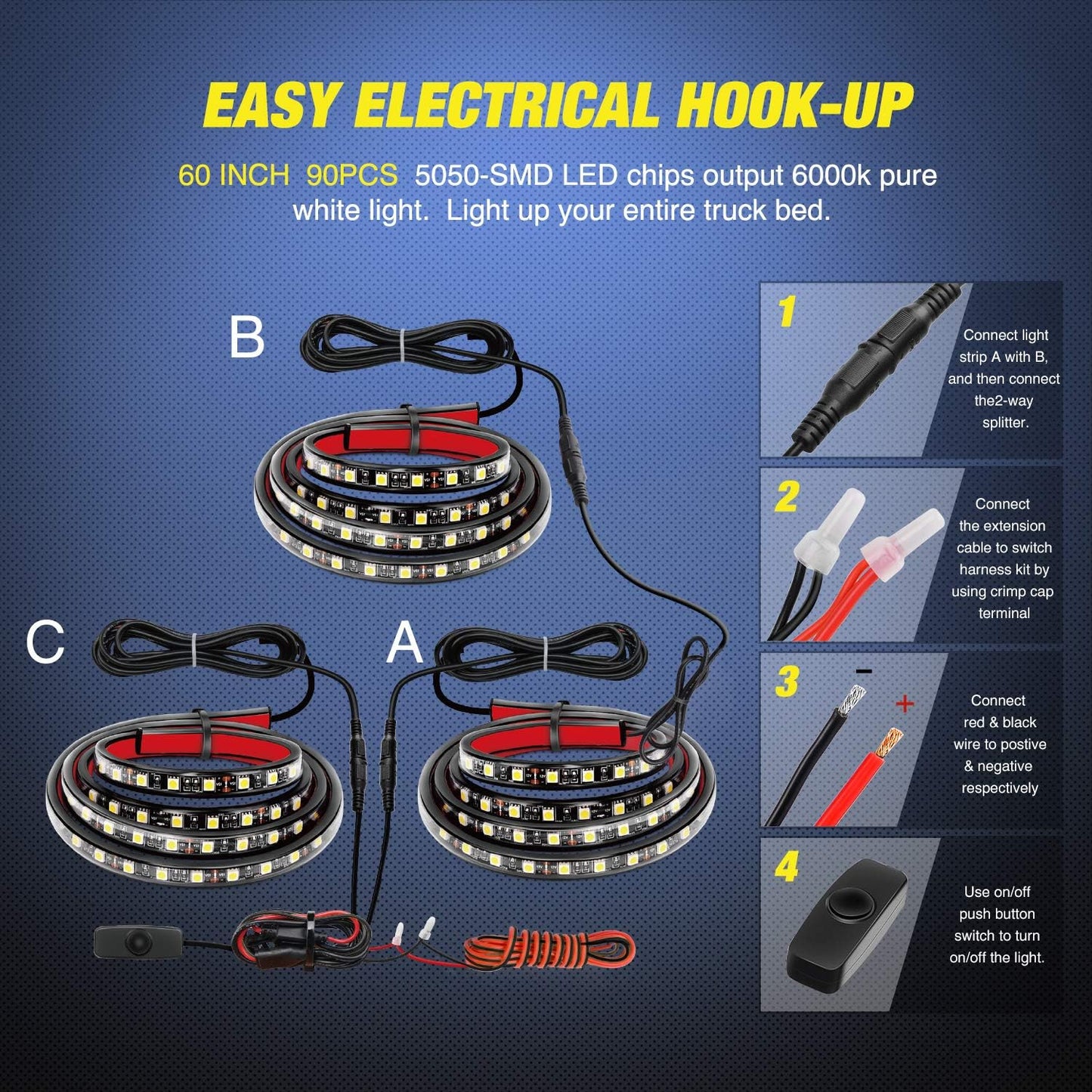 Bright LED Truck Bed Lighting 60 Inch Strip