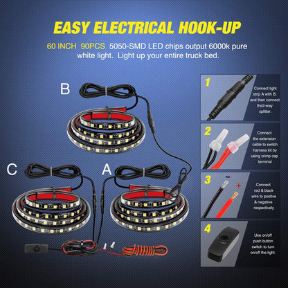 Bright LED Truck Bed Lighting 60 Inch Strip