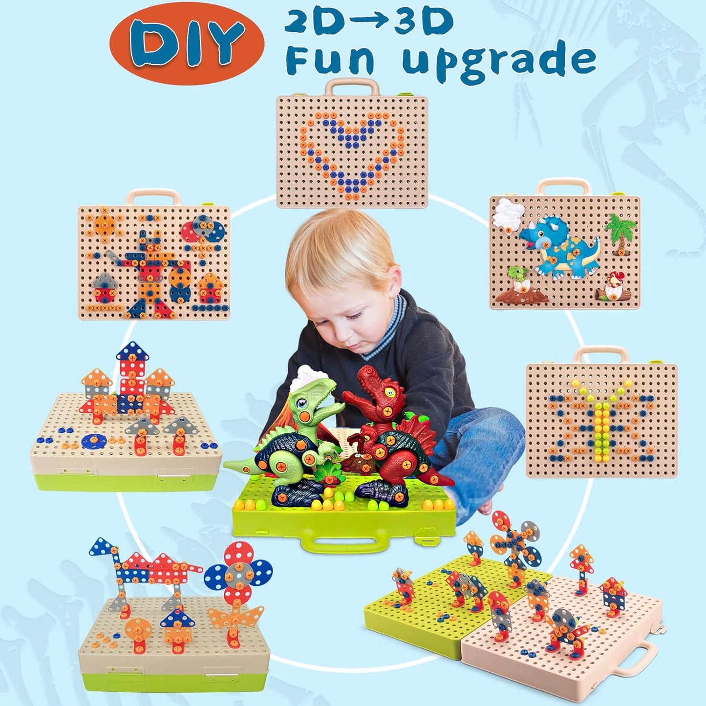 Colorful Kids Dinosaur Building Toy Set