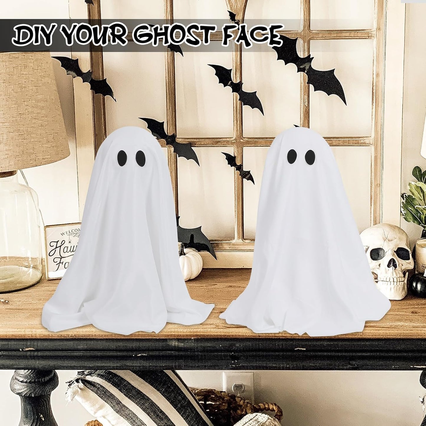 Scary Ghost Halloween Decor String Lights Battery Powered