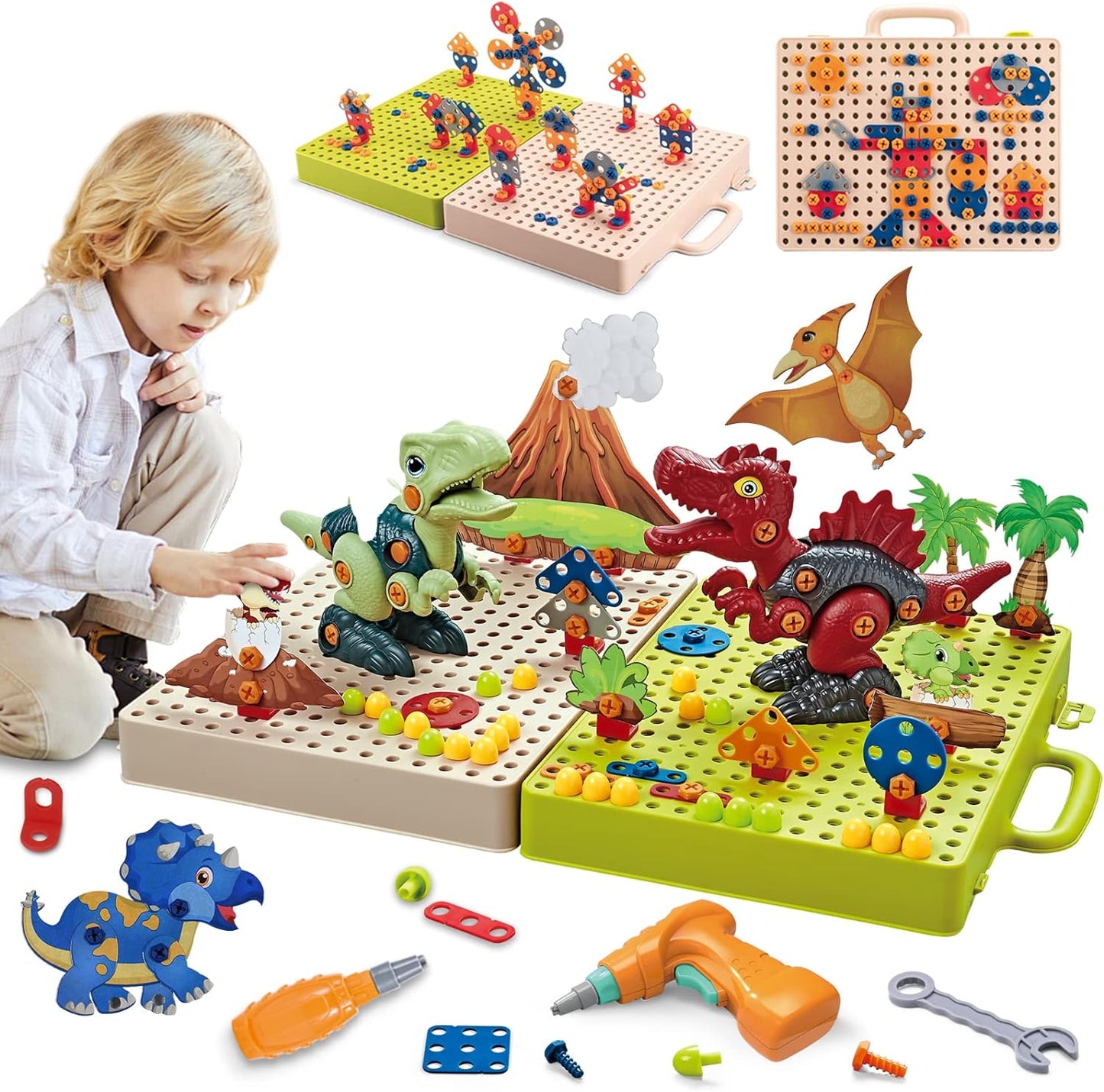 Colorful Kids Dinosaur Building Toy Set
