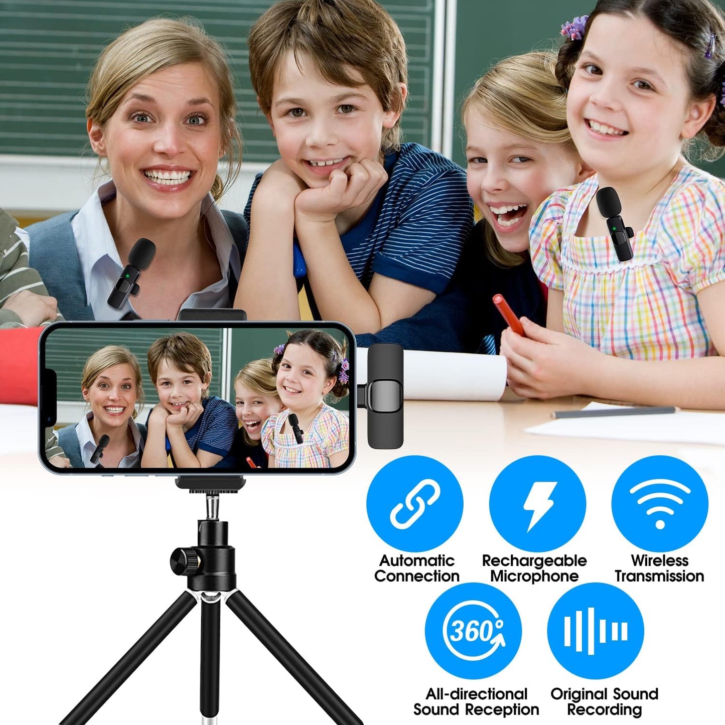 Compact Dual Wireless Mics for iPhone iPad