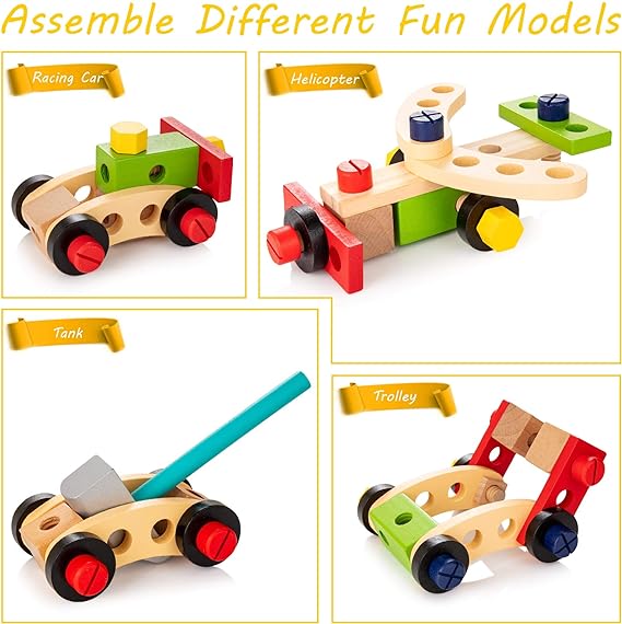 Kids Wooden Toy Toolbox Set