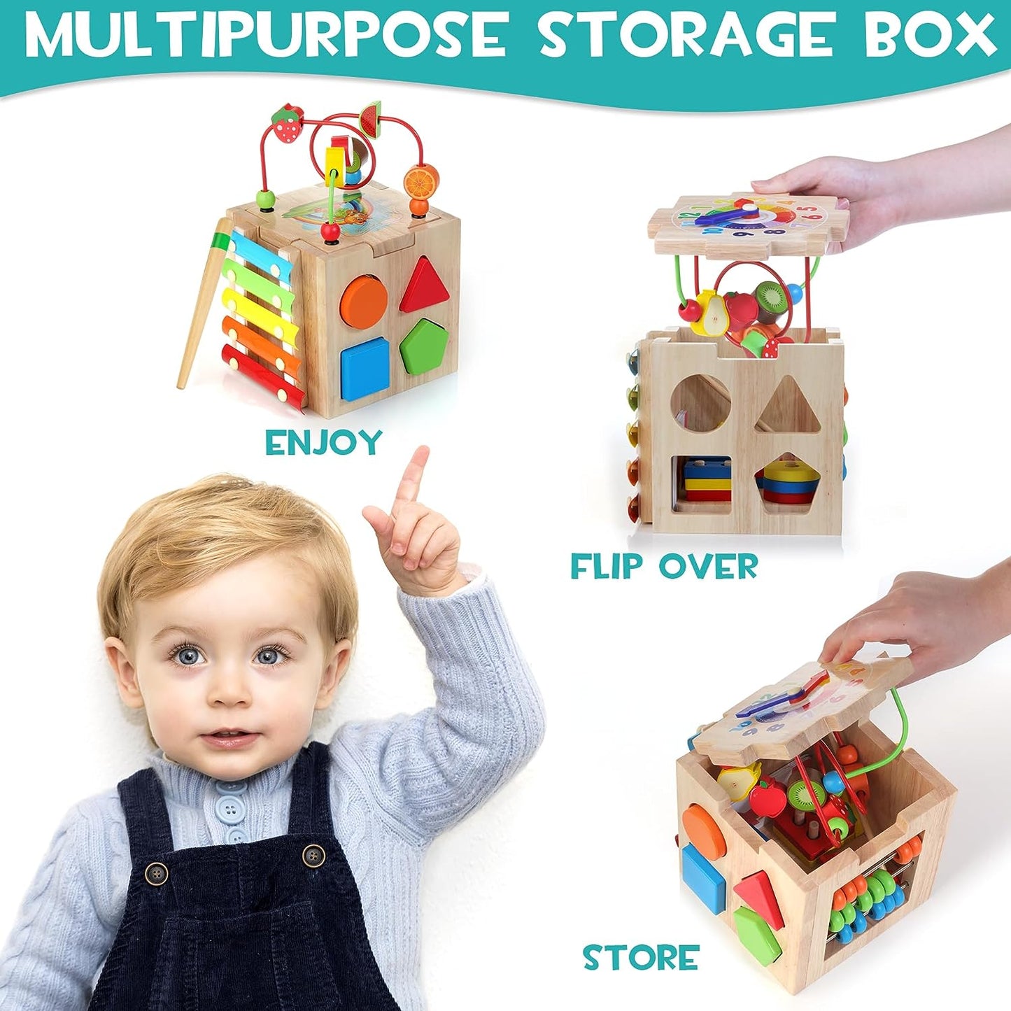 Colorful 8-in-1 Baby Play Cube Toy