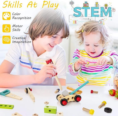 Kids Wooden Toy Toolbox Set