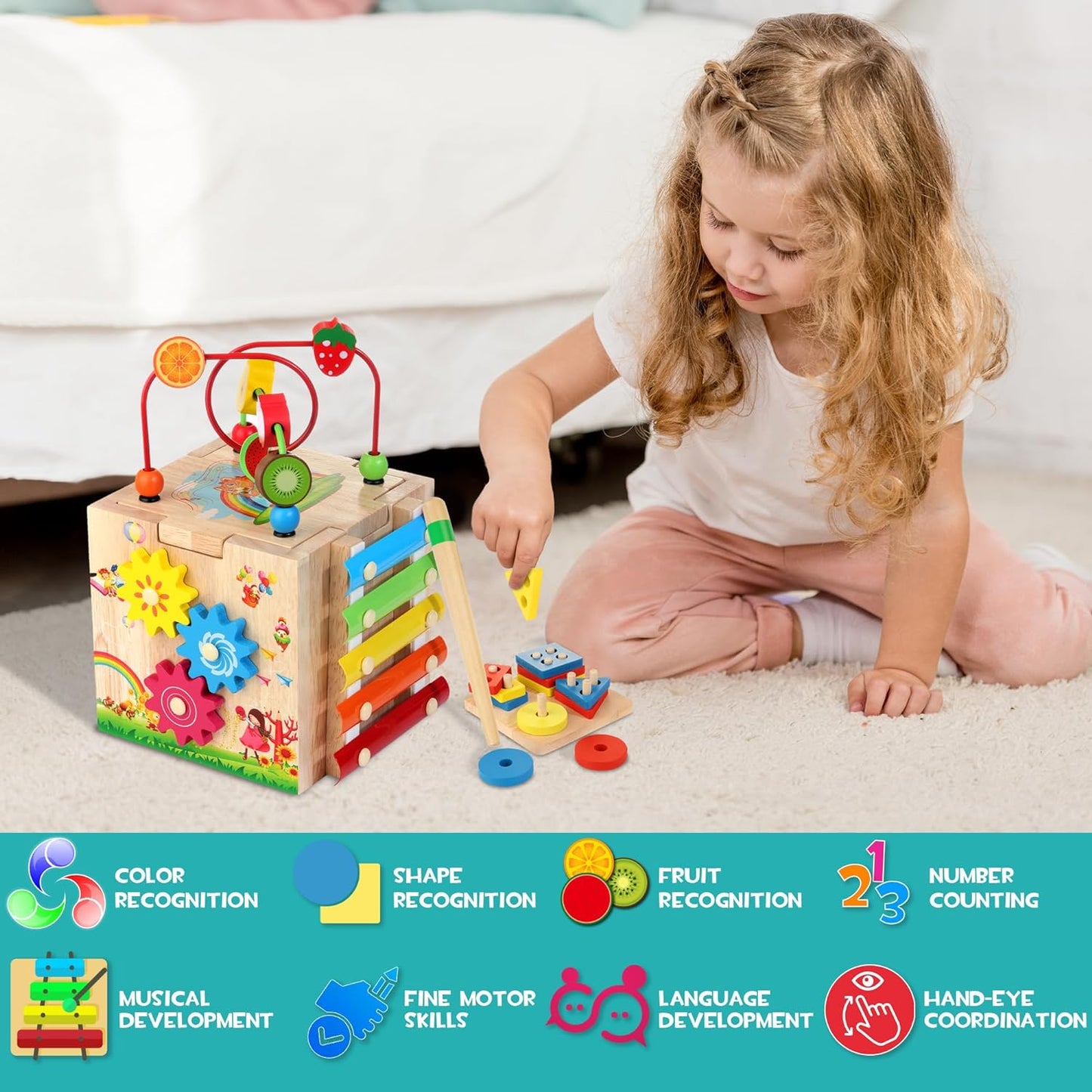 Colorful 8-in-1 Baby Play Cube Toy