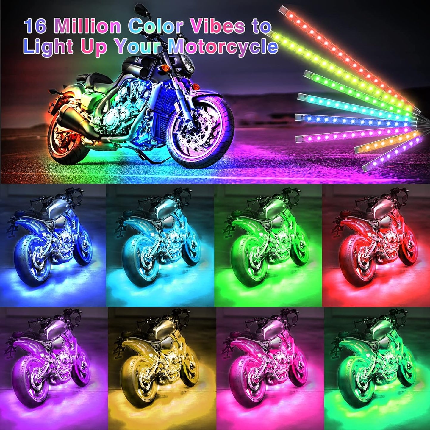 Bright Motorcycle LED Light Kit with Turn Signals