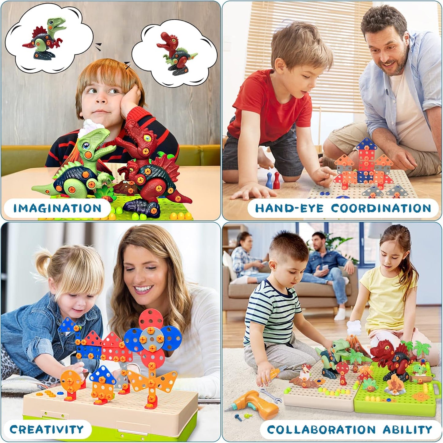 Colorful Kids Dinosaur Building Toy Set