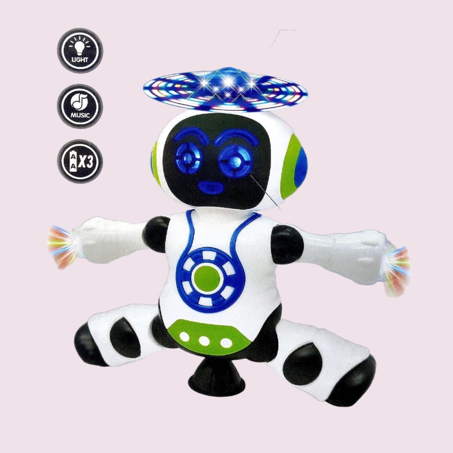 Fun LED Music Robot with 360 Spin