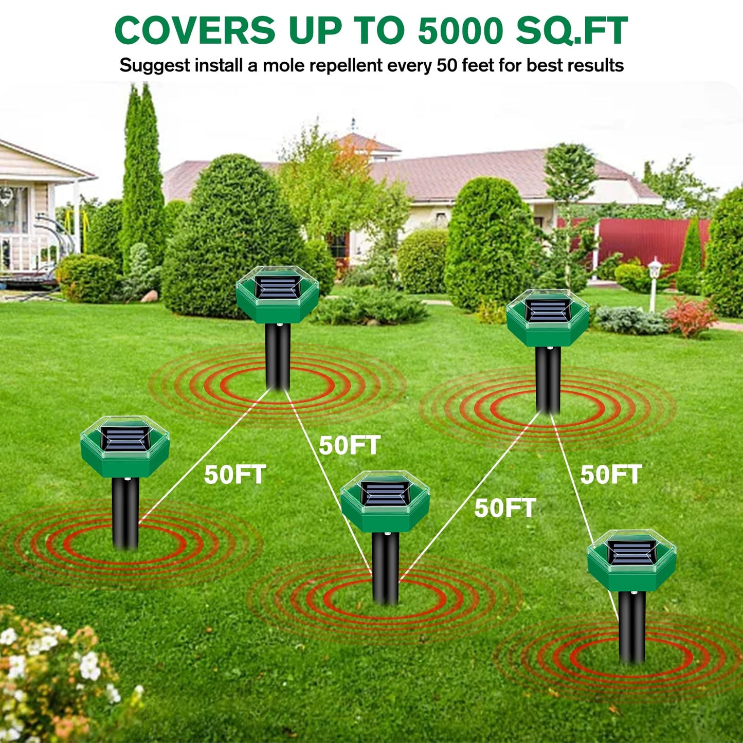 Effective Sonic Mole Repeller 4 Piece Set