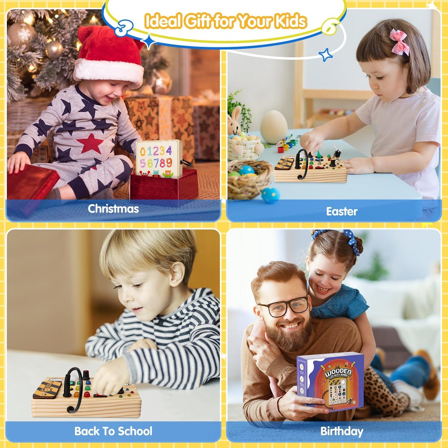 Colorful Kids Learning Pin Board with Fun Lights
