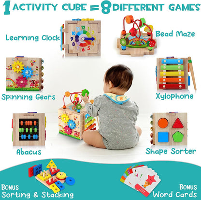 Colorful 8-in-1 Baby Play Cube Toy