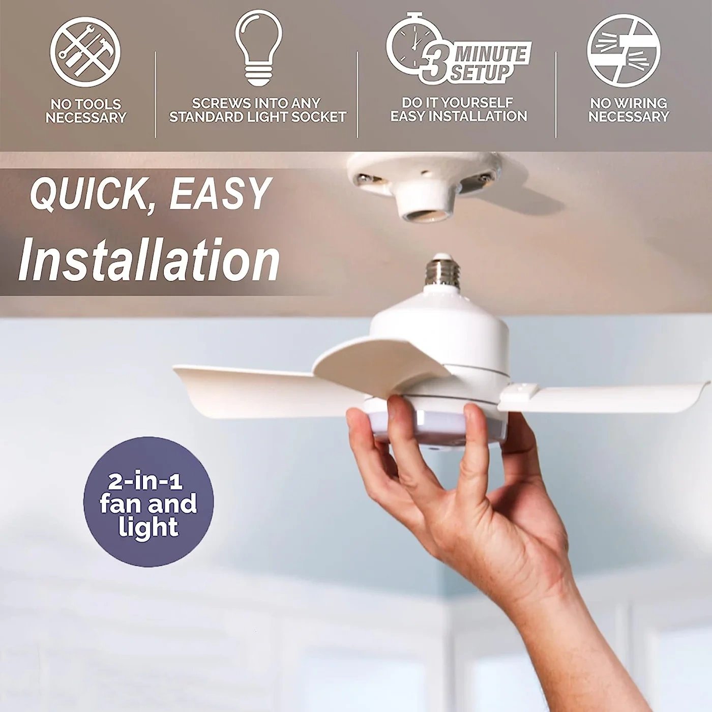 Compact 2-in-1 Ceiling Fan and Light with Remote