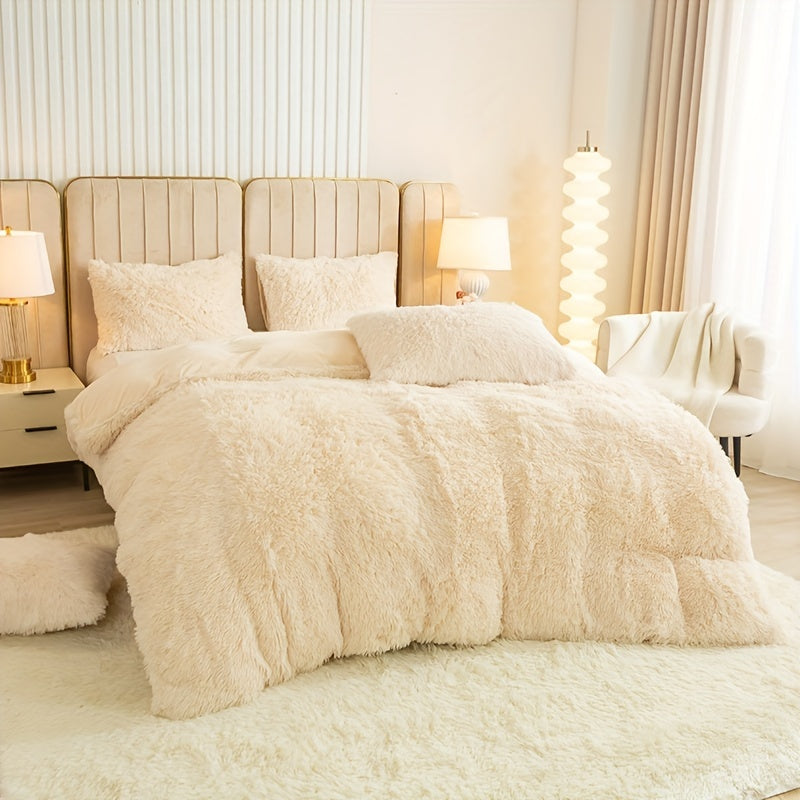 Cozy Soft Plush Duvet Cover Set with Zipper