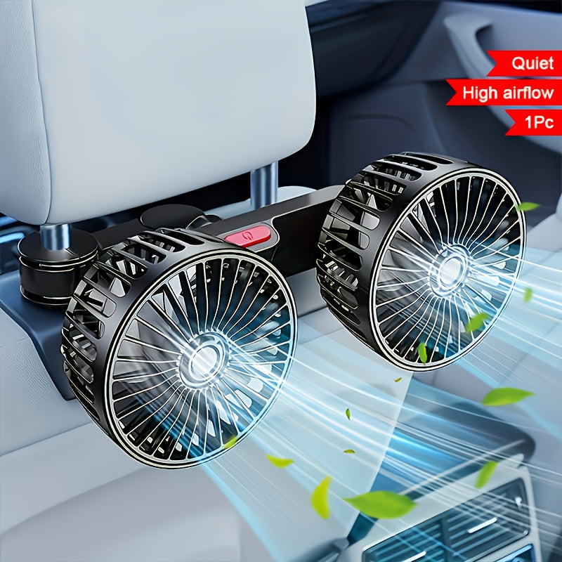 Portable Dual Car Fan with 360° Rotation